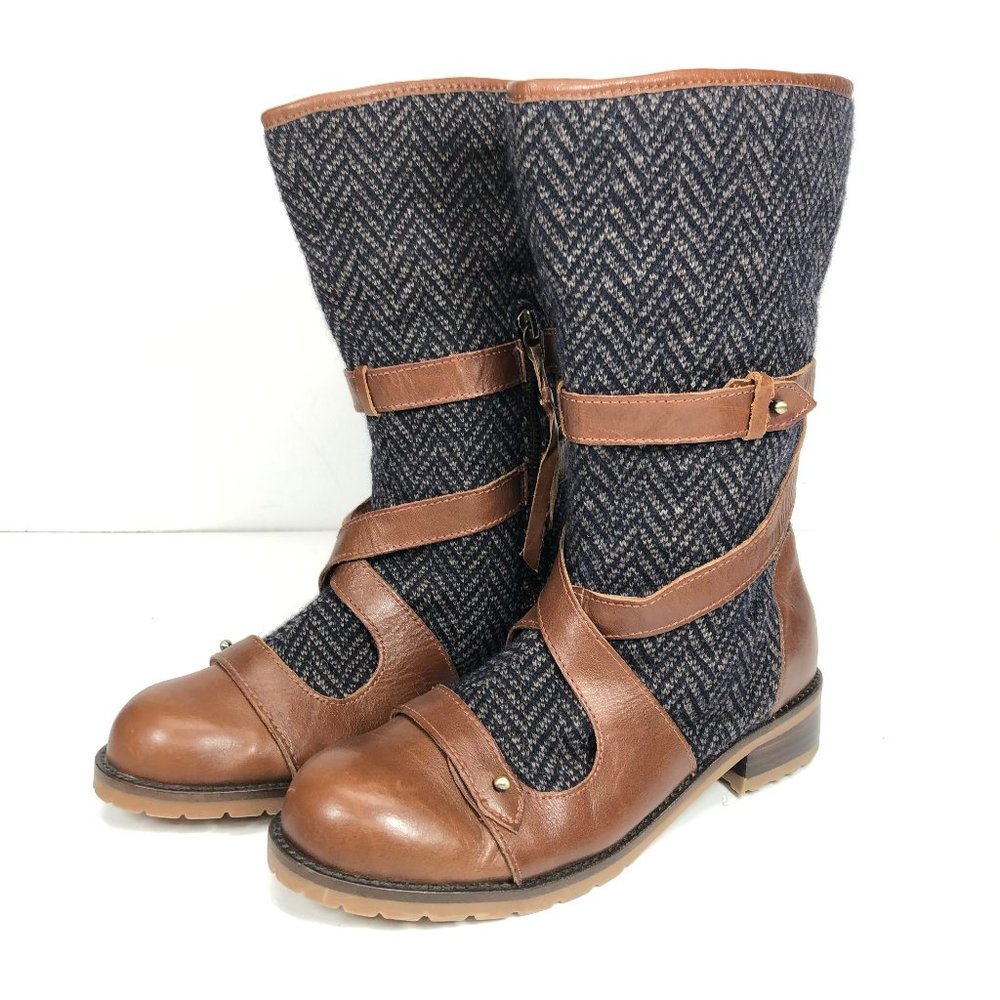 Anthropologie Schuler & Sons Woven Leather Boots